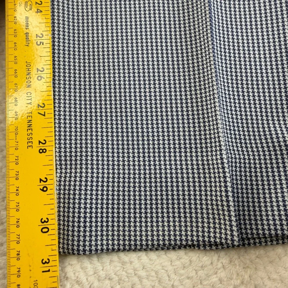 Vintage New Kmart 70s Blue Houndstooth Knit Trousers Pants 34x29 Flare Disco